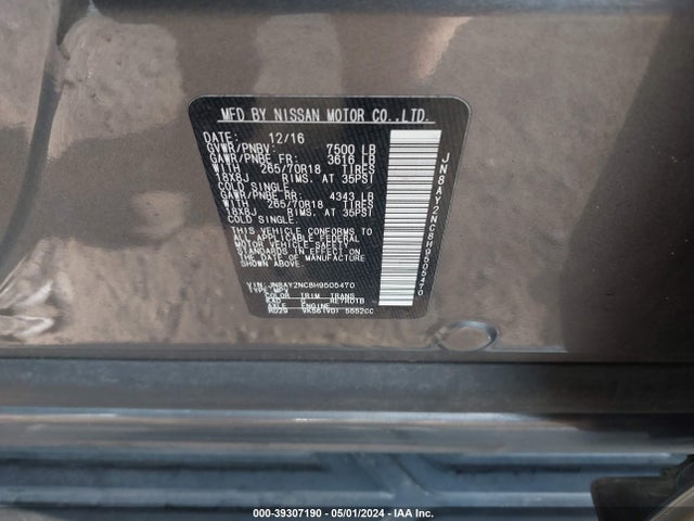 Nissan ARMADA SV 2017 JN8AY2NC8H9505470 Image 9