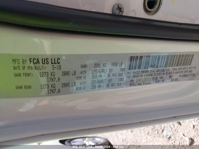 1C4PJLCB7KD178168 Jeep Cherokee Latitude Fwd