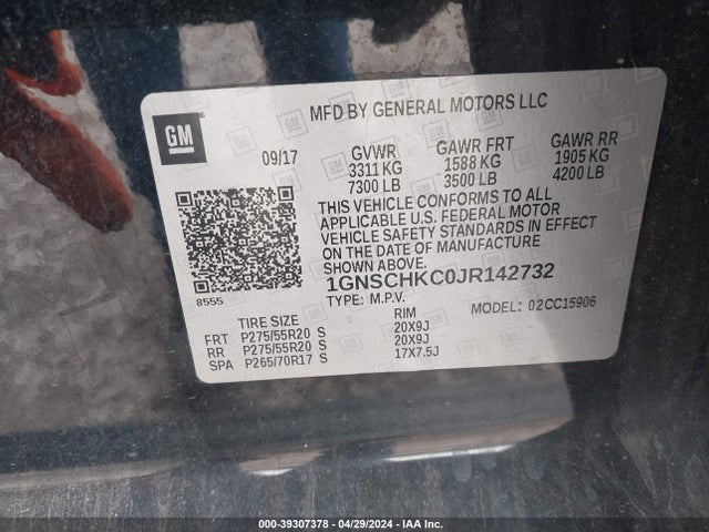 Chevrolet Suburban Lt 2018 1GNSCHKC0JR142732 Image 9