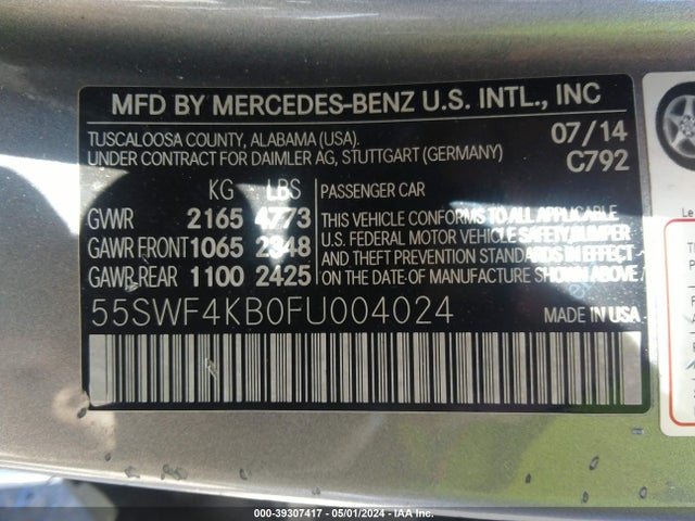 Mercedes-Benz C 300 2015 55SWF4KB0FU004024 Image 9