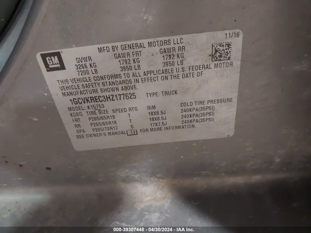 Chevrolet Silverado 1500 2lt 2017 1GCVKREC3HZ177625 Image 9