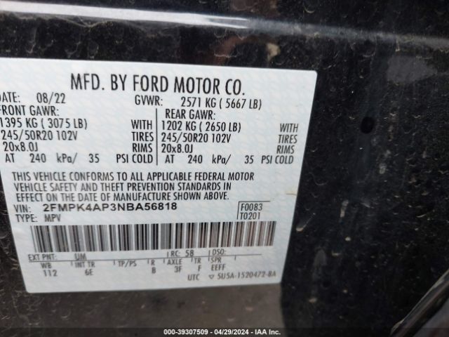 2FMPK4AP3NBA56818 Ford EDGE ST