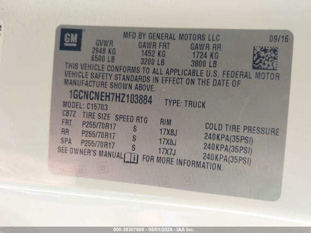 Chevrolet Silverado 1500 Wt 2017 1GCNCNEH7HZ103884 Image 9