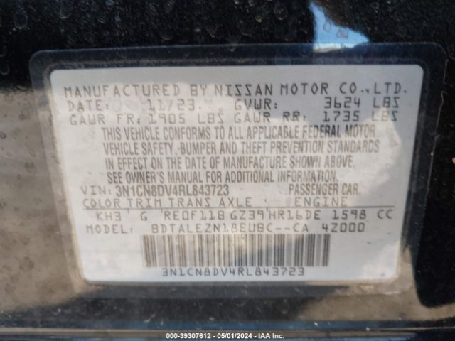 3N1CN8DV4RL843723 Nissan Versa 1.6 S