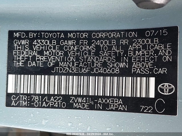 Toyota Prius V Five 2015 JTDZN3EU6FJ040608 Image 9