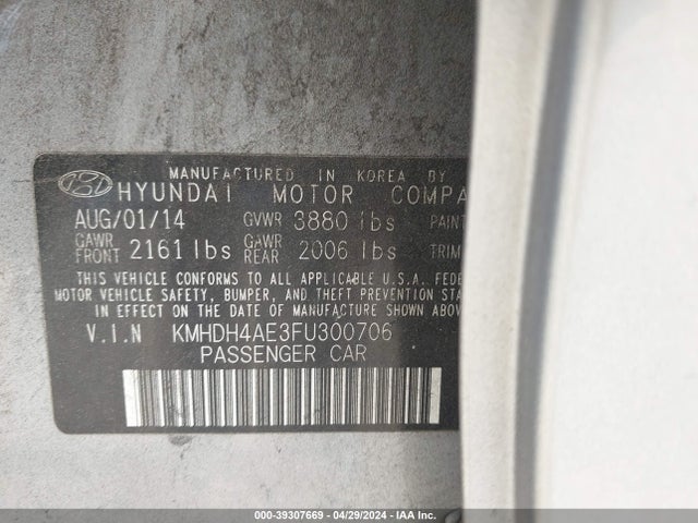 Hyundai ELANTRA SE 2015 KMHDH4AE3FU300706 Image 9
