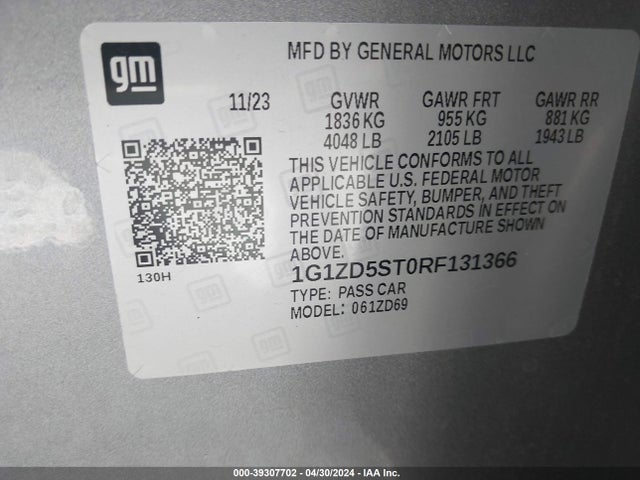 Chevrolet MALIBU LT 2024 1G1ZD5ST0RF131366 Image 9