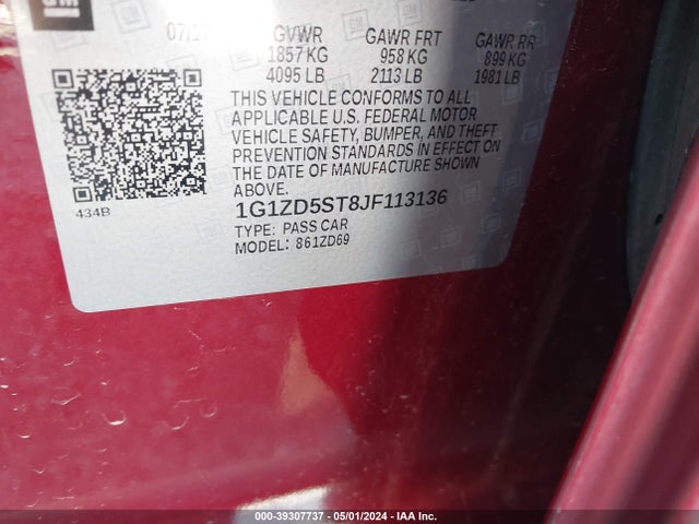 Chevrolet MALIBU LT 2018 1G1ZD5ST8JF113136 Image 9