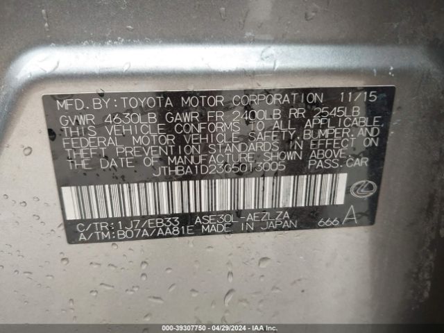 JTHBA1D23G5013005 Lexus IS 200T