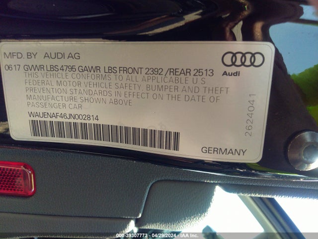 WAUENAF46JN002814 Audi A4 2.0t Premium/2.0t Tech Premium