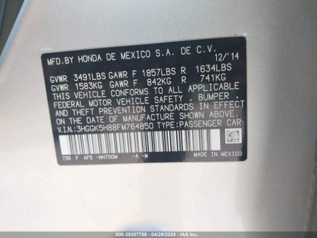 3HGGK5H88FM764850 Honda Fit Ex/ex-l