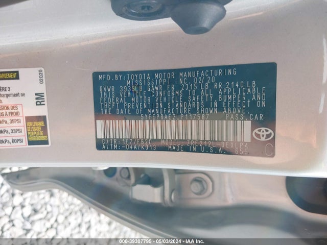 Toyota COROLLA LE 2020 5YFEPRAE2LP117587 Image 9