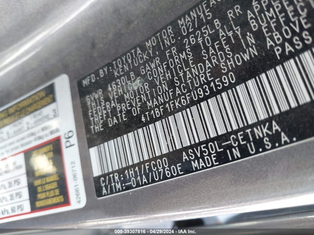 Toyota CAMRY LE 2015 4T1BF1FK6FU931590 Image 9