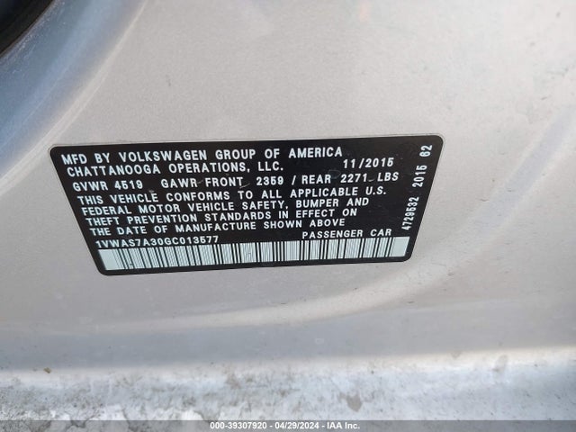 1VWAS7A30GC013577 Volkswagen Passat 1.8t S