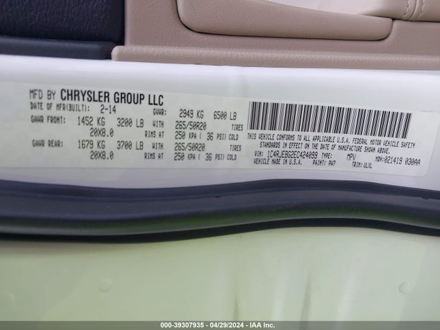 1C4RJEBG2EC424099 Jeep Grand Cherokee Limited