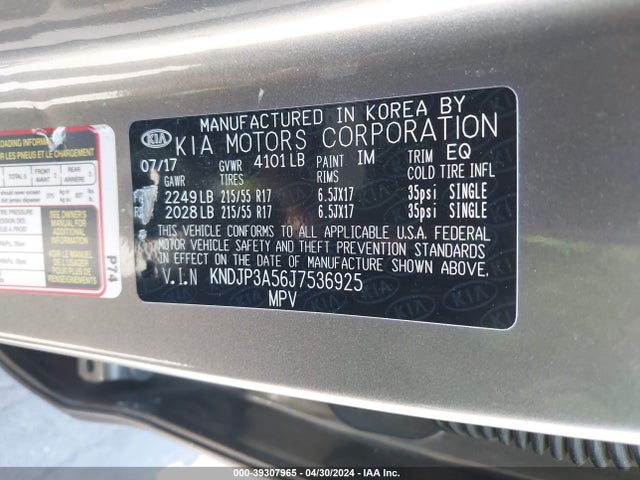 KIA SOUL + 2018 KNDJP3A56J7536925 Image 9