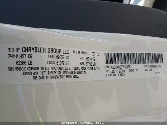 2013 FIAT 500 3C3CFFAR5DT598465 Photo 8