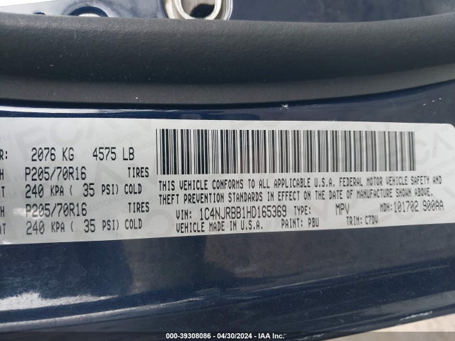 1C4NJRBB1HD165369 Jeep Patriot Sport 4x4