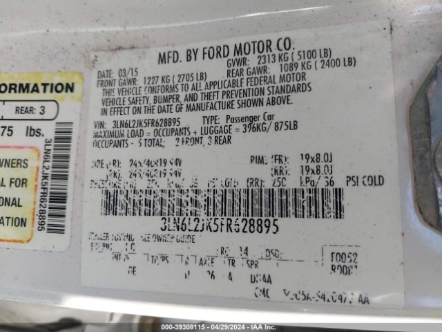 3LN6L2JK5FR628895 Lincoln MKZ