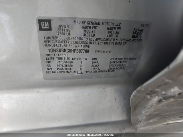 Chevrolet Tahoe Lt 2017 1GNSKBKC6HR307709 Image 9