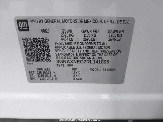 3GNAXNEG7RL141805 Chevrolet Equinox Fwd Premier