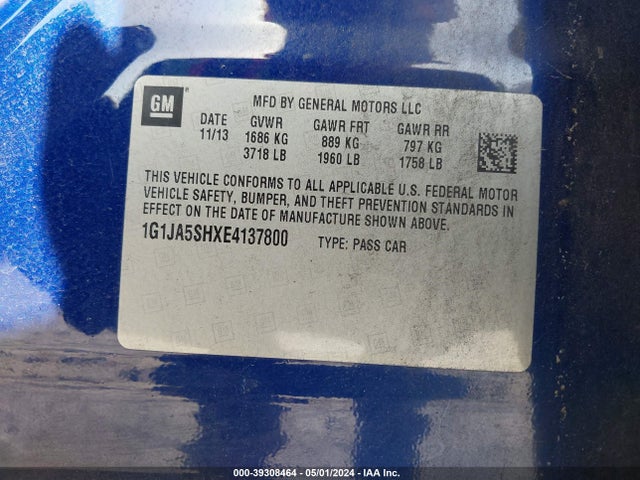 Chevrolet Sonic Ls Auto 2014 1G1JA5SHXE4137800 Image 9
