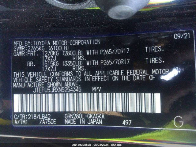 JTEFU5JRXN5254345 Toyota 4runner