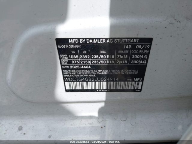 WDCTG4GB2LU024914 Mercedes-Benz Gla 250 4matic