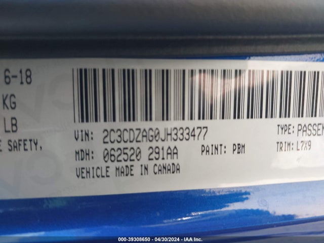 Dodge Challenger Sxt 2018 2C3CDZAG0JH333477 Image 9