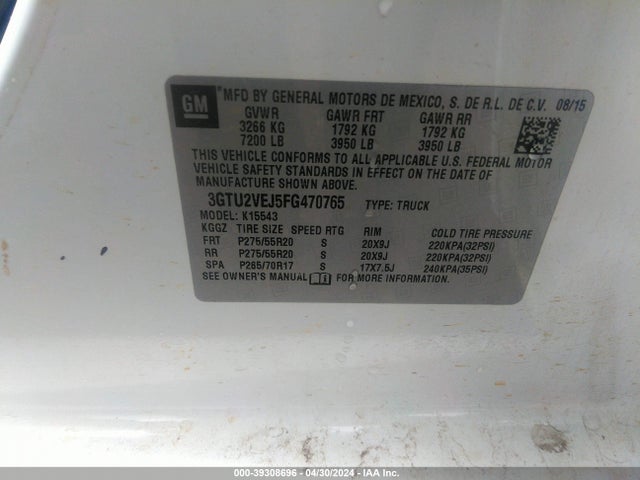 GMC Sierra 1500 Slt 2015 3GTU2VEJ5FG470765 Image 9