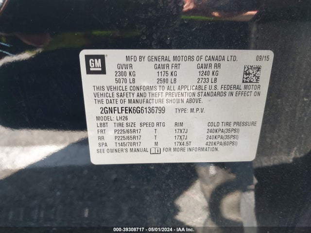 Chevrolet EQUINOX LT 2016 2GNFLFEK6G6136799 Image 9