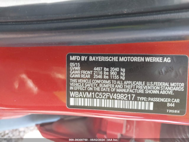 BMW X1 Sdrive28i 2015 WBAVM1C52FV498217 Image 9