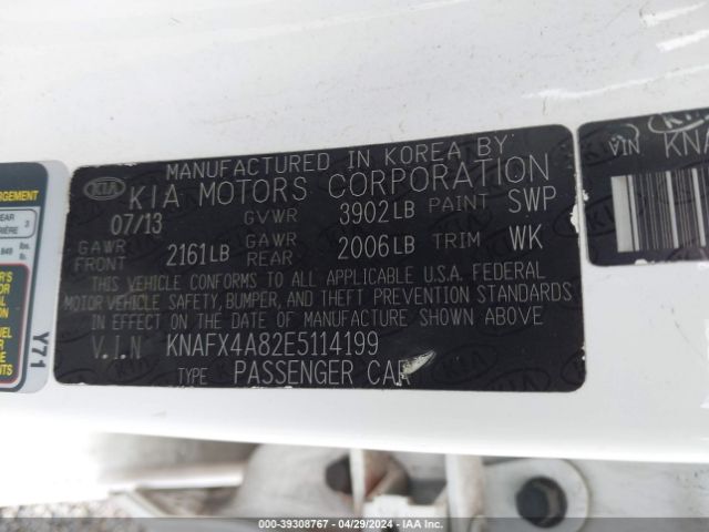 KNAFX4A82E5114199 KIA FORTE EX