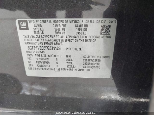 3GTP1VEC6FG371129 GMC Sierra 1500 Slt