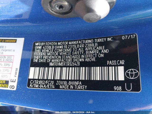 NMTKHMBX1JR026428 Toyota C-hr Xle Premium