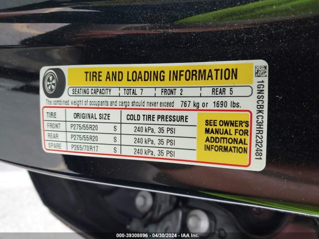 Chevrolet Tahoe Lt 2017 1GNSCBKC3HR232481 Image 9