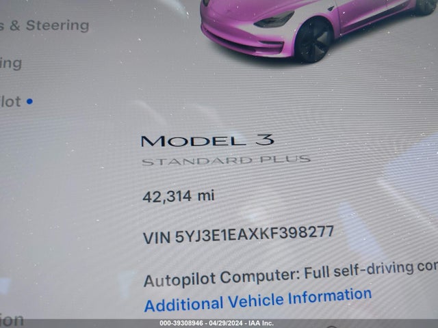 Tesla Model 3 Long Range/mid Range/standard Range/standard Range Plus 2019 5YJ3E1EAXKF398277 Image 7