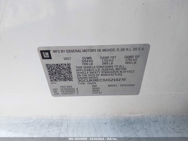 Chevrolet Silverado 1500 2lt 2018 3GCUKREC3JG210270 Image 9