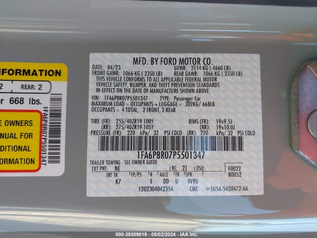 Ford Mustang Mach 1 Fastback 2023 1FA6P8R07P5501347 Image 9