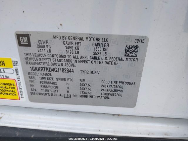 1GKKRTKD4GJ182844 GMC Acadia Denali