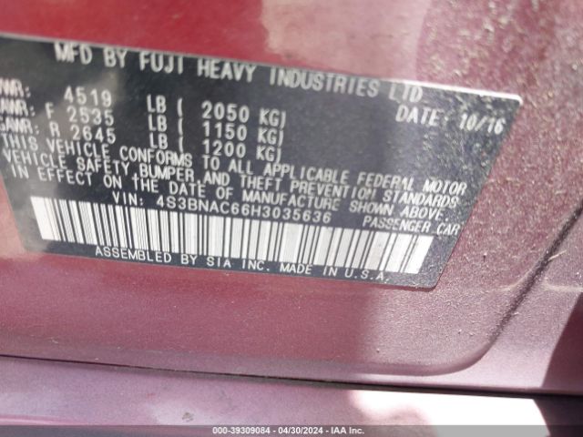 4S3BNAC66H3035636 Subaru Legacy 2.5i Premium