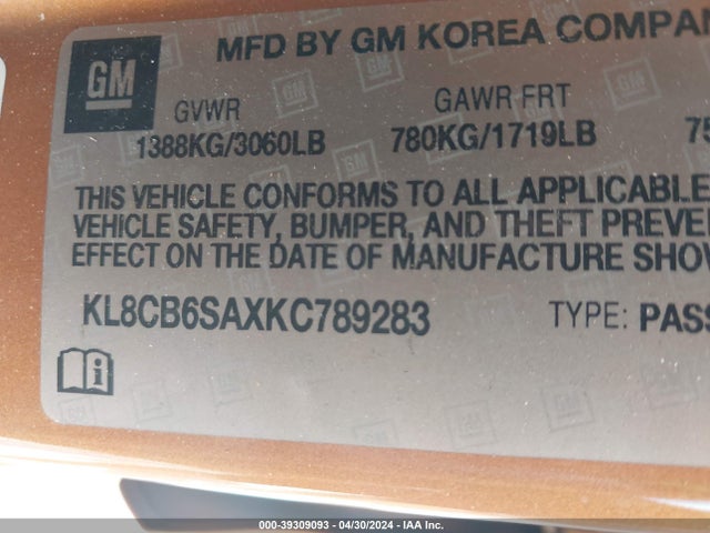 Chevrolet Spark Ls Cvt 2019 KL8CB6SAXKC789283 Image 9