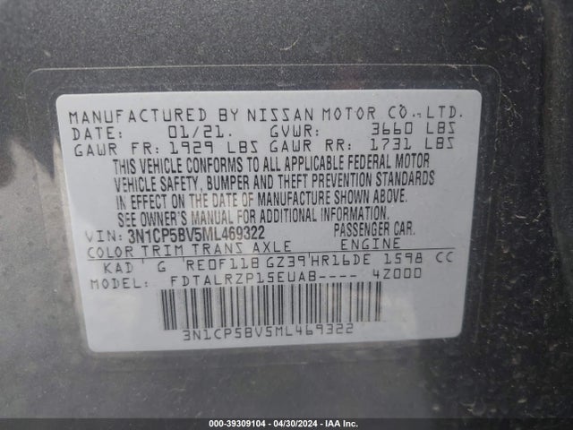 Nissan Kicks S Xtronic Cvt 2021 3N1CP5BV5ML469322 Image 9