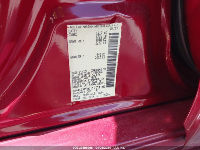 Nissan Altima 2.5 S 2017 1N4AL3AP9HC277190 Image 9