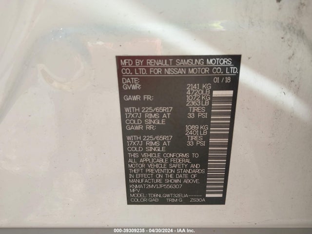 Nissan ROGUE SV 2018 KNMAT2MV1JP556307 Image 9