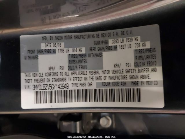 3MYDLBZV5GY143949 Scion IA