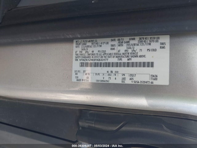 1FMZK1ZM3FKB33177 Ford Transit-150 Xlt