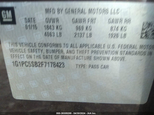 Chevrolet Cruze 1lt Auto 2015 1G1PC5SB2F7178423 Image 9