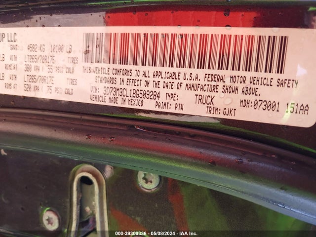 Продажа на аукционе авто 2011 Ram Ram 3500 Laramie, vin: 3D73M3CL1BG509284, номер лота: 39309336
