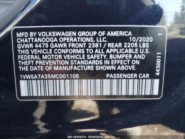 1VWSA7A35MC001105 Volkswagen Passat 2.0t Se